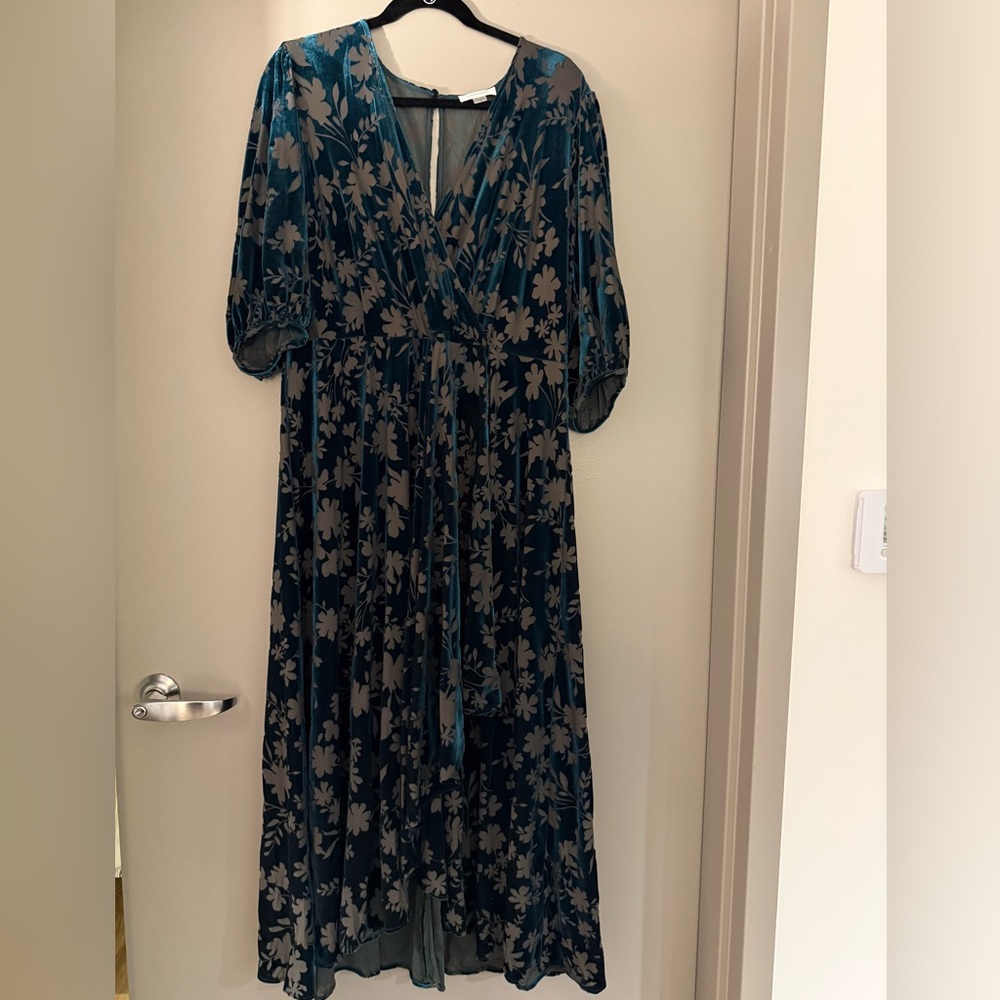 Floral Velvet green Dress